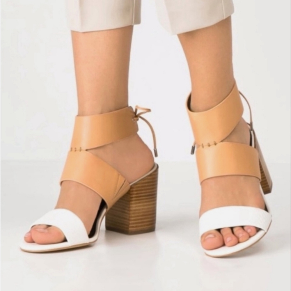Rebecca Minkoff Chrisy City stacked heel sandals women's size 5.5